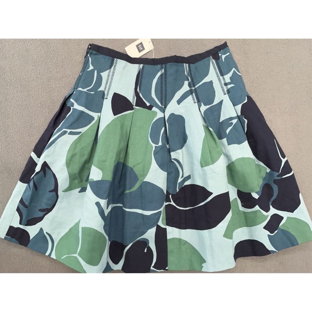 Gap Skirt Size 0‎ Blue Floral Mini Flare Cotton Stretch Preppy Work Casual NEW